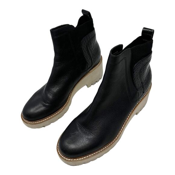 Dolce Vita Huey Black Leather Lug Sole Chelsea Booties Size 8 - Picture 4 of 13